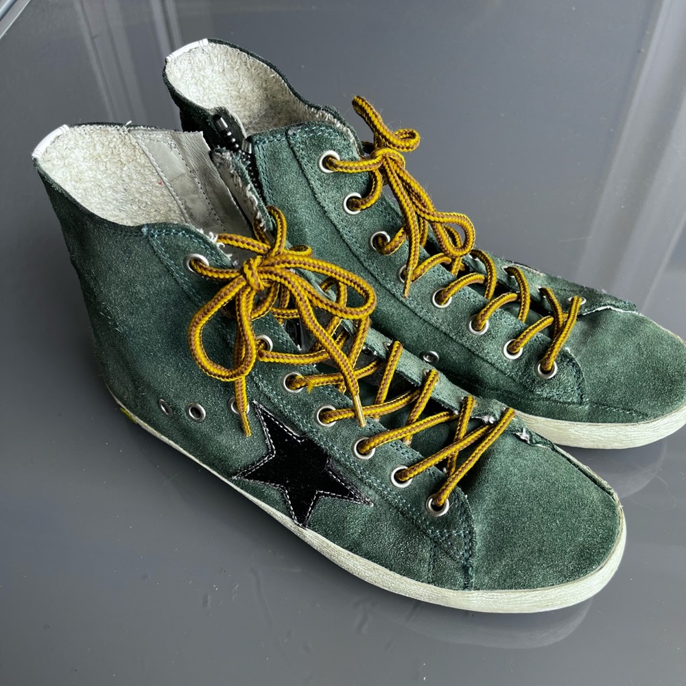 Golden Goose Francy Green suede high Tops